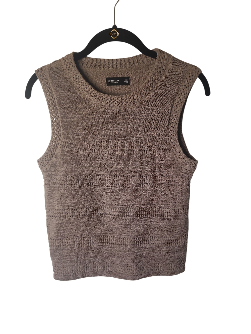Simply Vera Vera Wang Taupe Sleeveless Crewneck Sweater Vest Tank Top Size XS